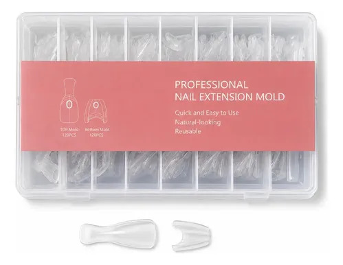 Moldes Tips Uñas Dual System Sandwich Para Polygel 240 Pzs Almond Cortas