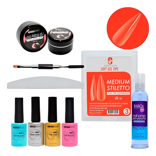 Kit Soft Gel Tips Completo + Esmaltes Permanentes Surtido