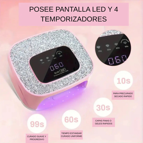 Lampara Para Manicure Led Uv 268w Secador De Uña Profesional Blanco - Imagen 8