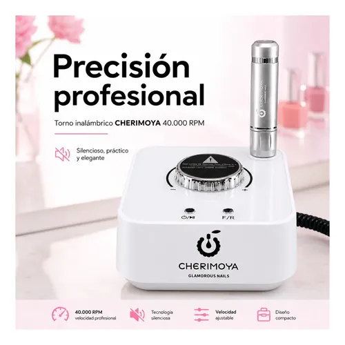 Torno Profesional Para Uñas Cherimoya 40000 Rpm Manicure Blanco - Imagen 3