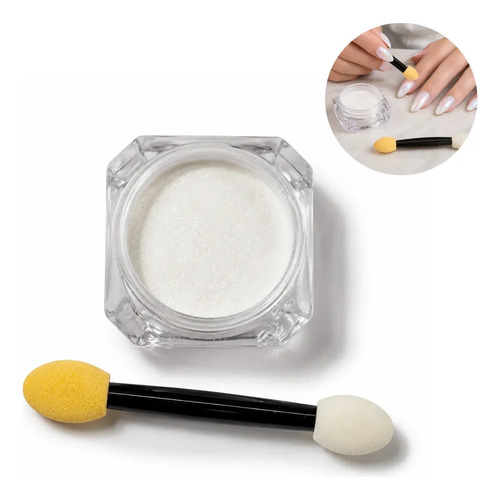 Polvo Para Uñas Efecto Perla Blanco Nacar Nail Art Manicure Perla