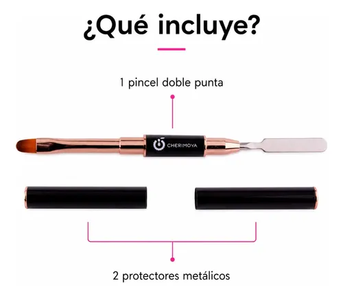Pincel Polygel Con Espátula Doble Punta Para Uñas Cherimoya Negro - Imagen 3