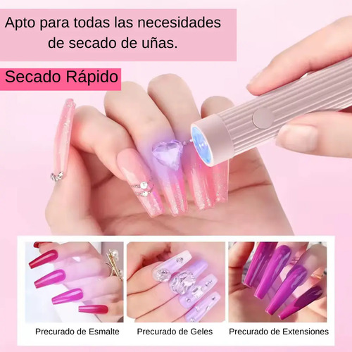 Lámpara Linterna Uv Led Soft Gel Pre Curado Portátil Uñas Rosa - Imagen 4