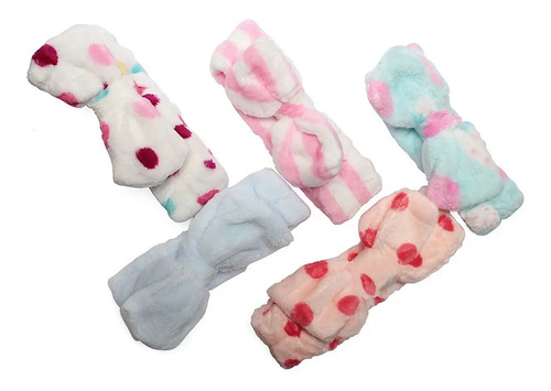 Cintillos Spa Pack 12 Unid. Multicolor (rosa, Celeste, Blanco Y Durazno) Lunares Y Rayas