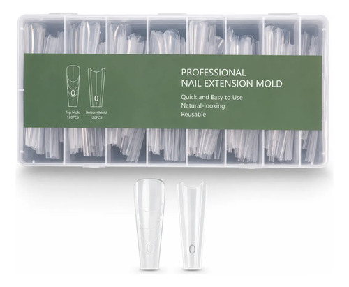 Moldes Tips Uñas Dual System Sandwich Para Polygel 240 Coffin Medium