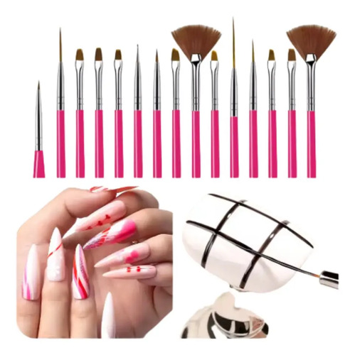 Set De Pinceles De Diseño Para Uñas 15 Piezas - Imagen 4