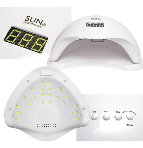 Lámpara Led Uv Sun 5 48 Watts Esmalte Permanente Gel Polygel Blanco - Imagen 3