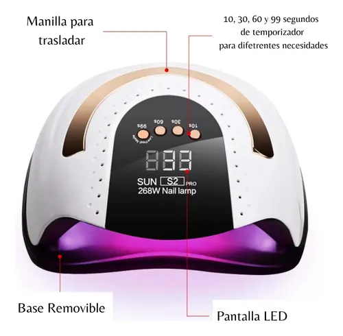 Secador De Uñas Uv Led Lampara Manicure Profesional 268w Blanco - Imagen 3