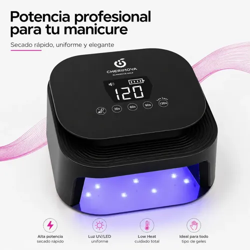 Lámpara Profesional Uv/led 72w Inalámbrica De Uñas Cherimoya Negro - Imagen 4