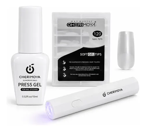 Kit Soft Gel Cherimoya Press Gel Liquido Con Lampara Uñas 3w Cuadrado