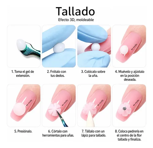 Gel Sólido 3d Para Uñas Uvled Construcción Relieve Cherimoya Transparente - Imagen 7