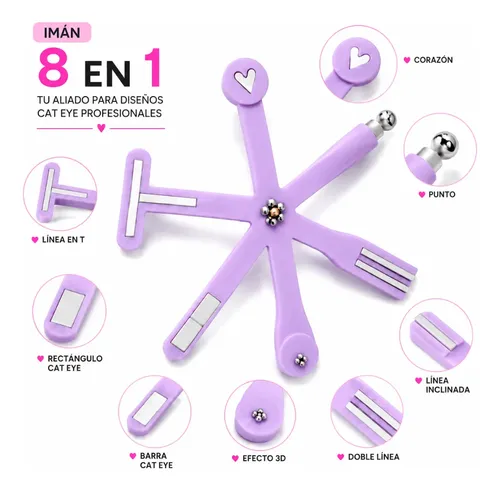 Imán Para Esmalte De Ojo De Gato Cat Eye 8 En1 Cherimoya Fucsia - Imagen 8