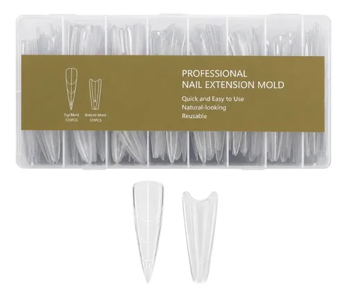 Moldes Tips Uñas Dual System Sandwich Para Polygel 240 Stiletto Medium