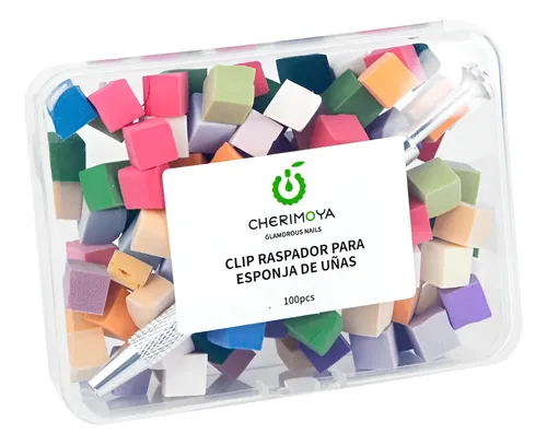 Pack 100 Esponjas Nail Art Con Pinza Profesional Cherimoya