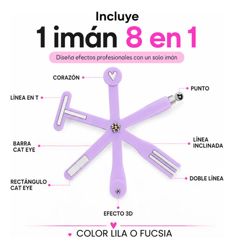 Imán Para Esmalte De Ojo De Gato Cat Eye 8 En1 Cherimoya Fucsia - Imagen 2