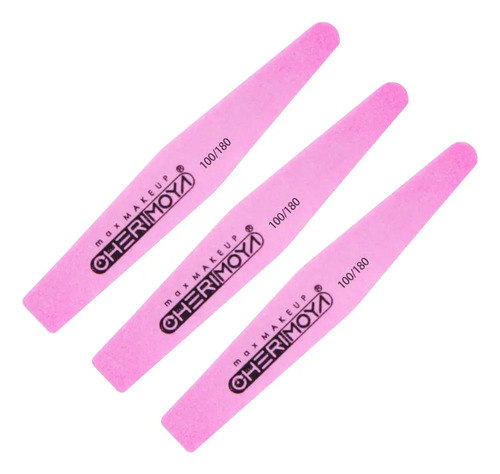 Pack 3 Limas Buffer Sponge 100/180 Cherimoya Manicura Uñas Rosa Buffer