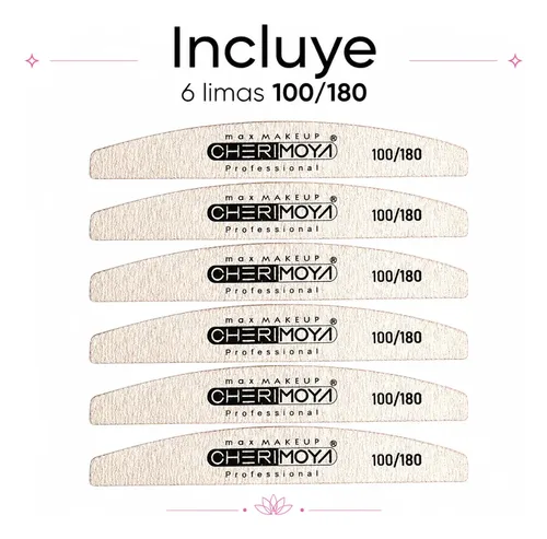 Pack 6 Limas Uñas Zebra 100/180 Cherimoya Manicura Cherimoya Gris 100/180 - Imagen 2