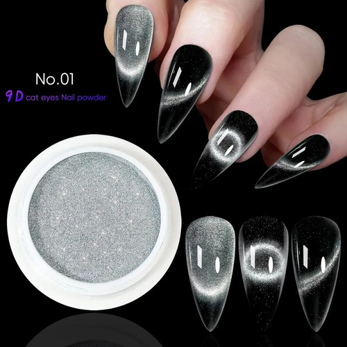Polvo Efecto Ojo De Gato Magnetico Decoración En Uñas Plateado - Imagen 2
