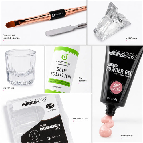 Kit Polygel Cherimoya Solución + Pincel + Dual System +pinza Color Al Azar - Imagen 4