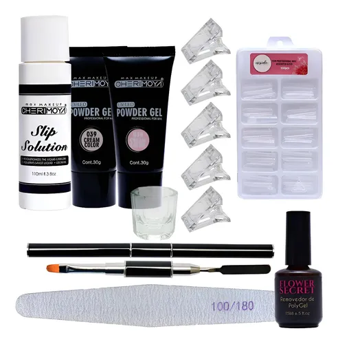 Kit De Polygel Completo Cherimoya + Removedor + Moldes Dual Surtidos