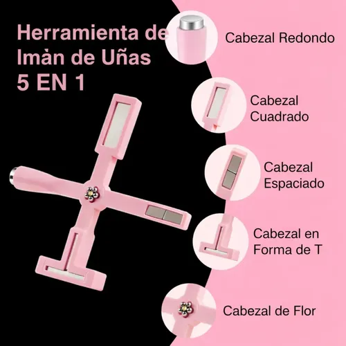 Imán 5 En 1 Cruz Ojo De Gato Cat Eye Profesional Manicure Rosa - Imagen 2