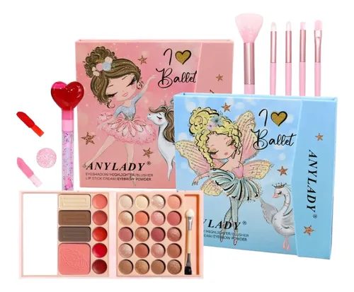Maquillaje Infantil Niñas Maleta Sombras + Set De Brochas