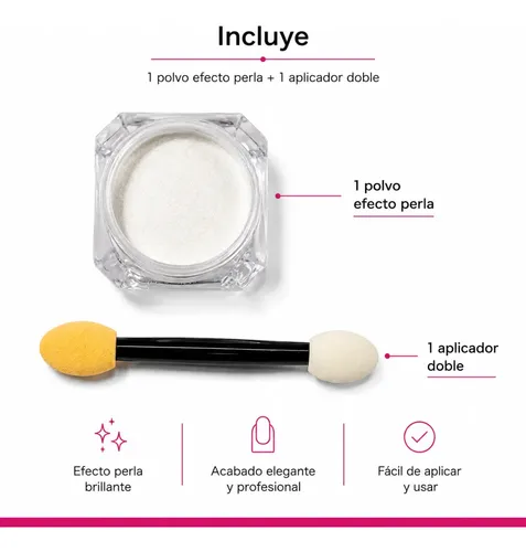 Polvo Para Uñas Efecto Perla Blanco Nacar Nail Art Manicure Perla - Imagen 3