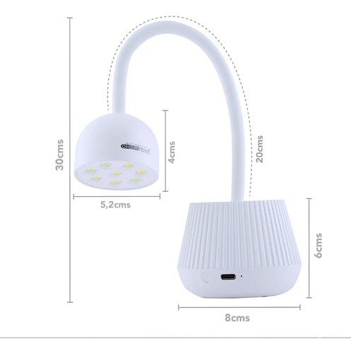 Lámpara Led 18w Cherimoya Secado Rápido Uñas Gel Blanco Recargable - Imagen 9