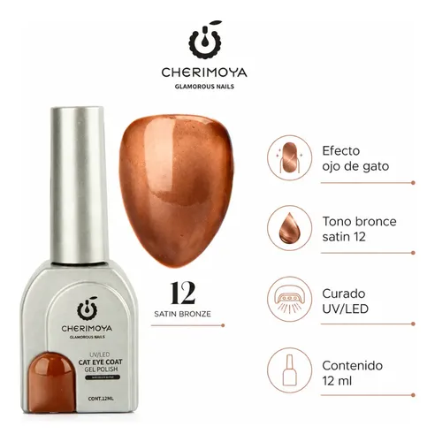 Esmalte Cherimoya Ojo De Gato Silky Satin Cherimoya 12 Ml 12 Bronce - Imagen 4