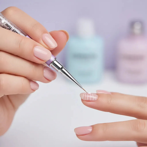 Pincel Liner Cherimoya 3mm Para Diseño Y Dibujo En Uñas Morado 3mm