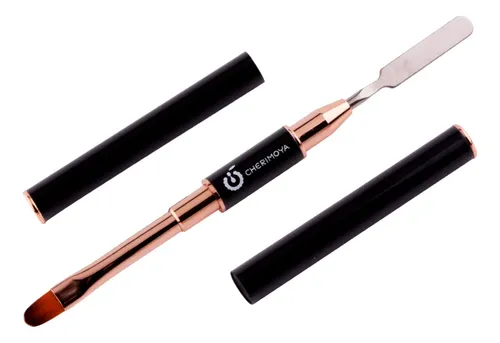 Pincel Polygel Con Espátula Doble Punta Para Uñas Cherimoya Negro