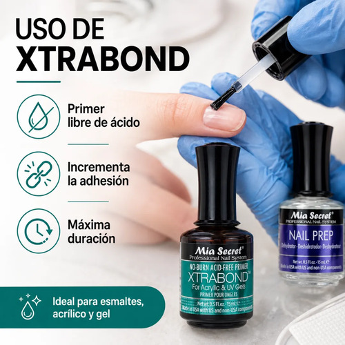 Xtrabond 15 Ml Y Nail Prep De 15 Ml Mía Secret - Imagen 5