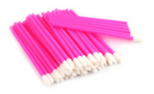 Lip Brush O Pincel  Aplicador Microlips Desechable Pack 50 U Rosa Con Punta Blanca