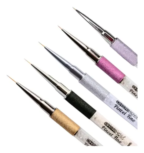 Kit 5 Pinceles Liner Nail Art Cherimoya Diseños Gel Uv - Imagen 3