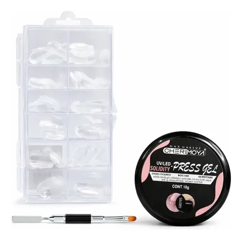 Kit De Uñas Soft Gel Ovaladas 120 Pcs + Pegamento + Pincel