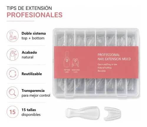 Moldes Tips Uñas Dual System Sandwich Para Polygel 240 Pzs Almond Cortas - Imagen 2