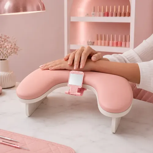Posa Manos Apoya Brazos Anatómico Manicure +soporte Teléfono Rosado - Imagen 6