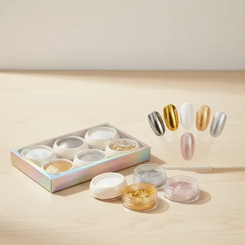 Pack 6 Efectos Para Decoración De Uñas Oro Espejo Perla Flak - Imagen 4
