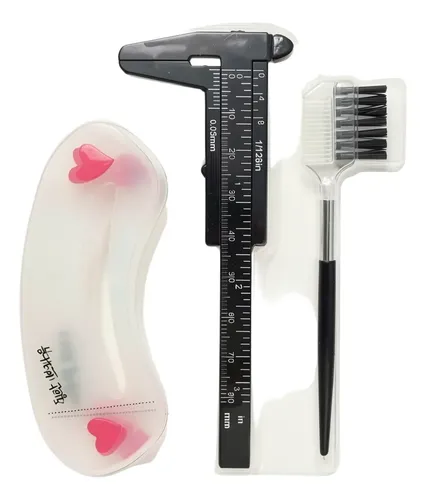 Vernier Plástico Mini Para Diseño De Cejas + Accesorios