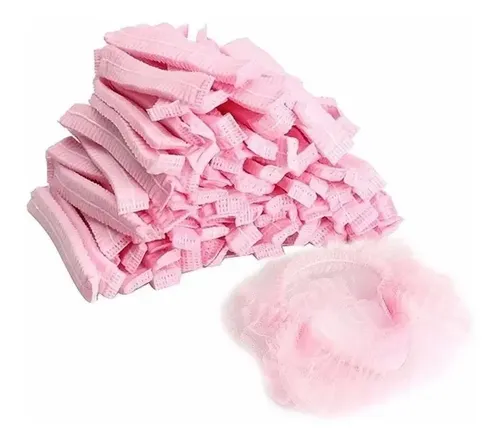Cofias O Gorros Desechables Para El Cabello Pestañas Pack 50 Rosado
