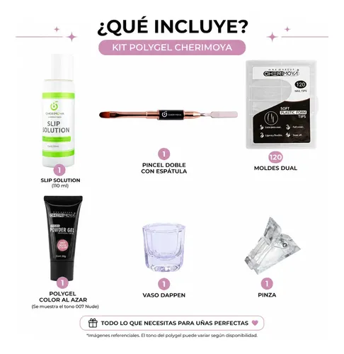 Kit Polygel Cherimoya Solución + Pincel + Dual System +pinza Color Al Azar - Imagen 7