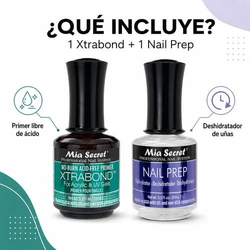 Xtrabond 15 Ml Y Nail Prep De 15 Ml Mía Secret - Imagen 2