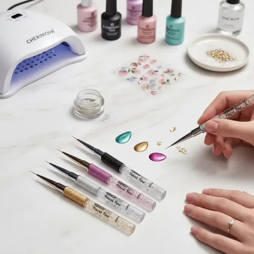 Kit 5 Pinceles Liner Nail Art Cherimoya Diseños Gel Uv - Imagen 5