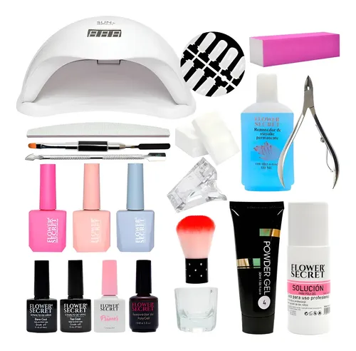 Kit Completo Polygel Lampara 48 Watts Esmalte Permanente Surtido