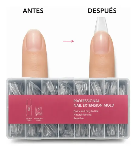 Moldes Uña Tip Dual System Sandwich Para Polygel Profesional Coffin Cortas - Imagen 4