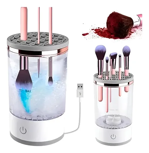 Limpiador Brochas Maquillaje Electrico Cosmetico Pincel Usb Gris