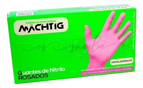 Guantes De Nitrilo Rosa Para Pestañas Manicure Talla Xs