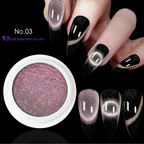 Polvo Efecto Ojo De Gato Magnetico Decoración En Uñas Rosa - Imagen 2