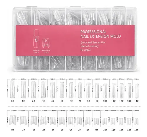 Moldes Tips Uñas Dual System Sandwich Para Polygel 240 Pzs Coffin Cortas - Imagen 6