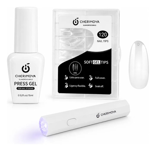Kit Soft Gel Cherimoya Press Gel Liquido Con Lampara Uñas 3w Oval